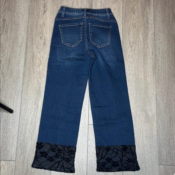 G by Giuliani straight Dark Blue  Jeans with Black Lace Hem nwt size 0 - Picture 7 of 8